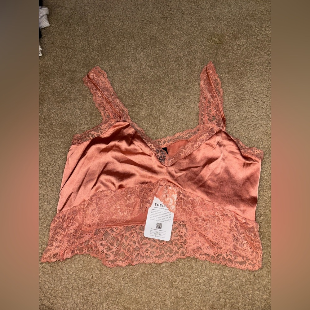 Super cute peach silk bra top size medium